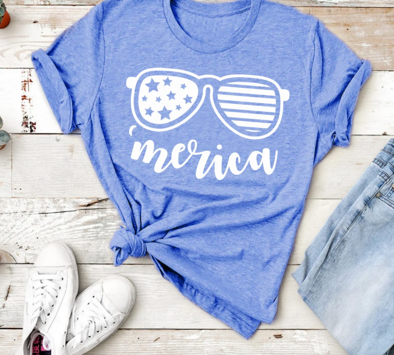 Patriotic 'Merica Stars & Stripes Tee | 4th Of July Tee | Holiday Tee | Various Print Colors