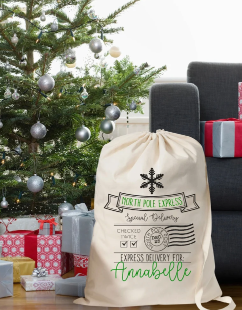 Santa Sack | Personalized Large Christmas Sack | Christmas Gift Bag | Large Santa Bag | Kid's Christmas Gifts From Santa