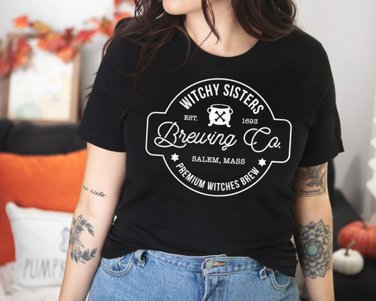 Witchy Sisters Brewing Co. Tee | Est. 1693 Shirt | Premium Witches Brew Tee | Sister Witches Shirt | Halloween Shirt | Various Print Colors