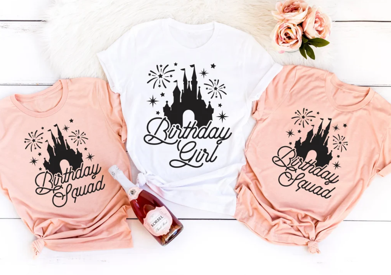 Birthday Girl/ Birthday Squad Castle Tees | Birthday Tee | Vacation Tee | Various Colors of Print | Each Shirt Sold Separately