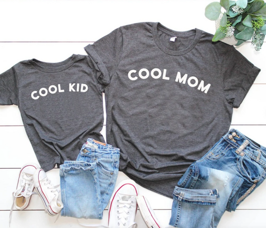 Cool Mom/ Cool Kid Matching Tees | Mommy and Me Shirt | Various Print Colors | Each Shirt Sold Separately