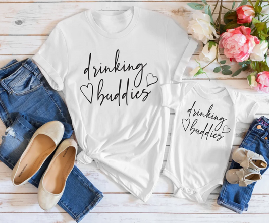 Mommy and Me Tee | Drinking Buddies Matching Tees | Funny Family Shirts | Various Print Colors | Each Shirt Sold Separately