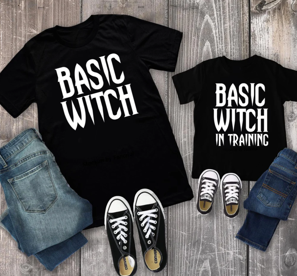 Basic Witch | Basic Witch In Training Matching Tees | Halloween Tees | Mommy and Me Tees | Various Print Colors