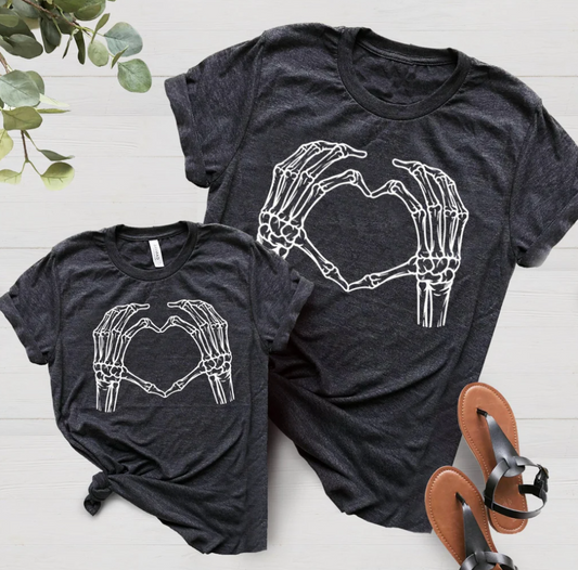 Skeleton Shirt | Skelton Heart Hands Shirt | Halloween Shirt | Mommy And Me Shirts