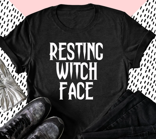 Resting Witch Face Tee | Halloween Tee | Holiday Tee | Various Print Colors