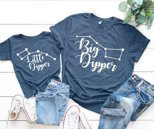 Big Dipper/ Little Dipper Matching Tees | Mommy and Me Shirt | Various Print Colors | Each Shirt Sold Separately