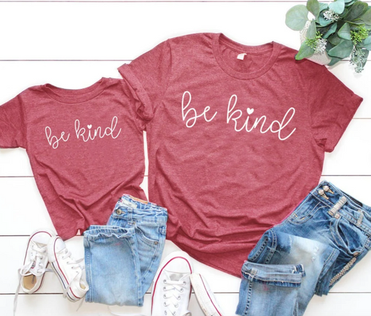 Be Kind Heart Equality Tee | Mommy and Me Shirt | Inspirational Tee | Various Print Colors | Each Shirt Sold Separately