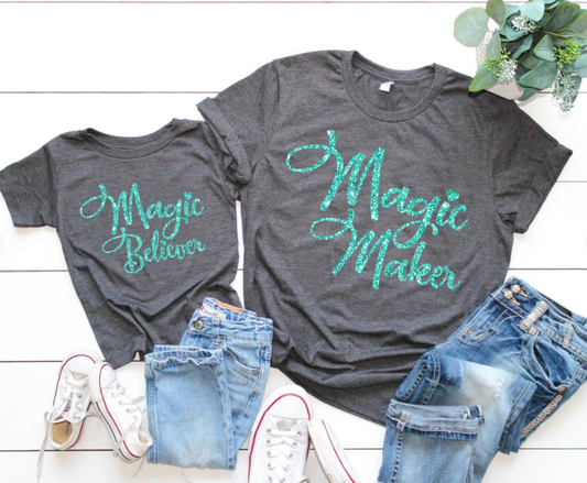 Magic Maker/ Magic Believer Matching Tees | Mommy and Me Shirts | Many Print Colors | Each Shirt Sold Separately