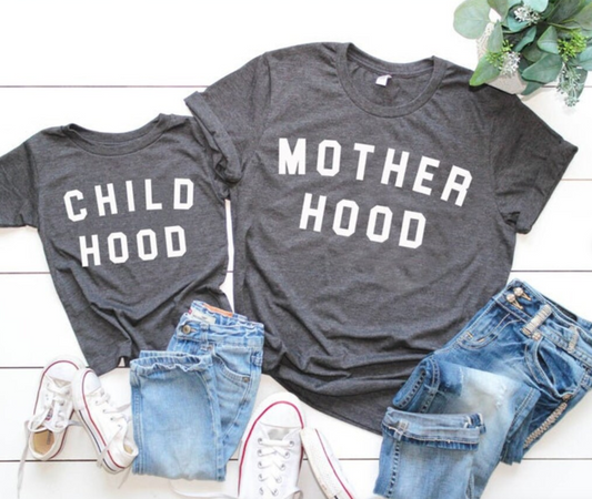 Motherhood / Childhood Matching Tees | Mommy and Me Shirts | Various Print Colors | Each Shirt Sold Separately