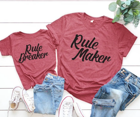 Rule Maker / Rule Breaker Matching Tees | Mommy and Me Shirts | Many Print Colors | Each Shirt Sold Separately