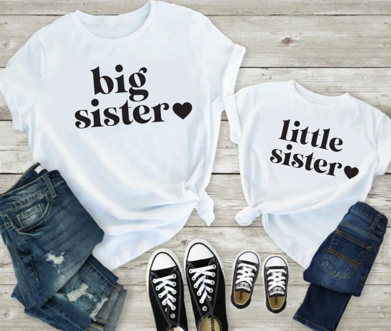 Big Sister/ Little Sister Matching Tees | Family Tees | Various Print Colors | Each Shirt Sold Separately