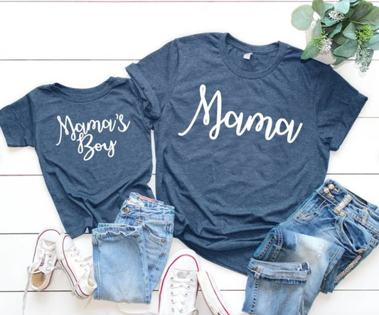 Mama/ Mama's Boy Tee | Mommy and Me Shirt | Various Print Colors | Each Shirt Sold Separately