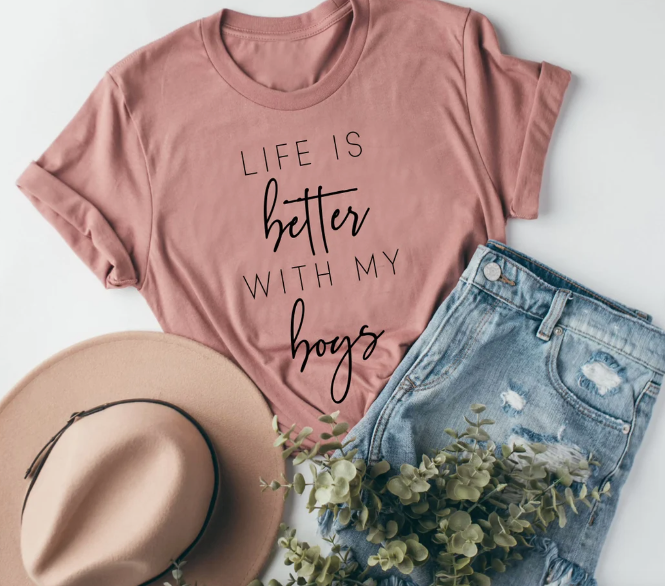 Life Is Better With My Boys Tee | Mom Life Tee | Mom Shirt | Various Print Colors