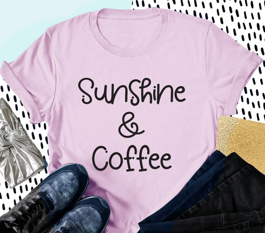 Sunshine & Coffee Tee | Funny Mom Tee | Mom Life Tee | Various Print Colors