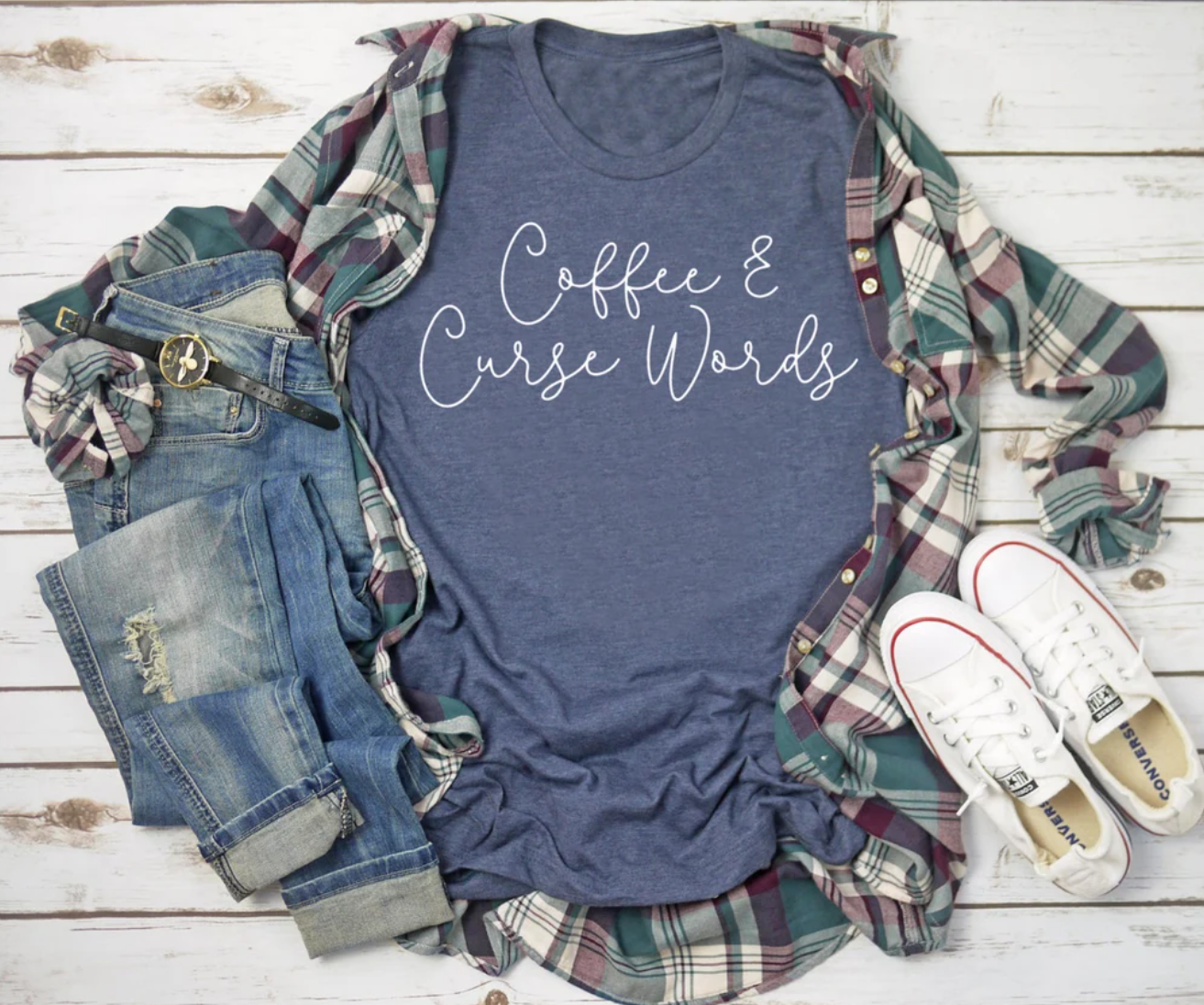 Coffee & Curse Words Tee | Funny Mom Tee | Swearing Tee | Various Print Colors