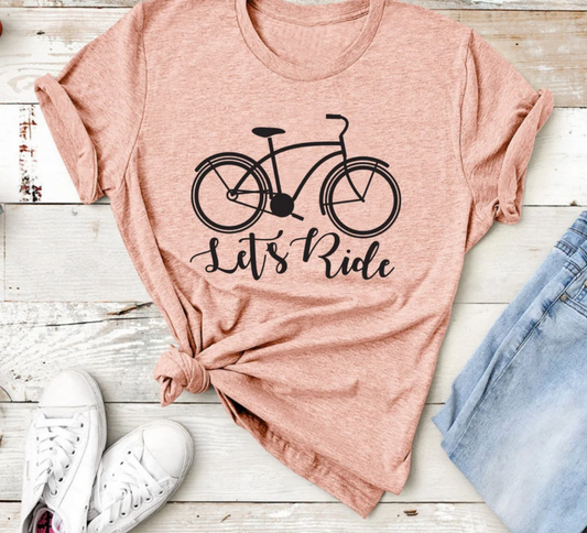 Let's Ride Tee | Vintage Bike Tee | Mom Life Tee | Various Print Colors