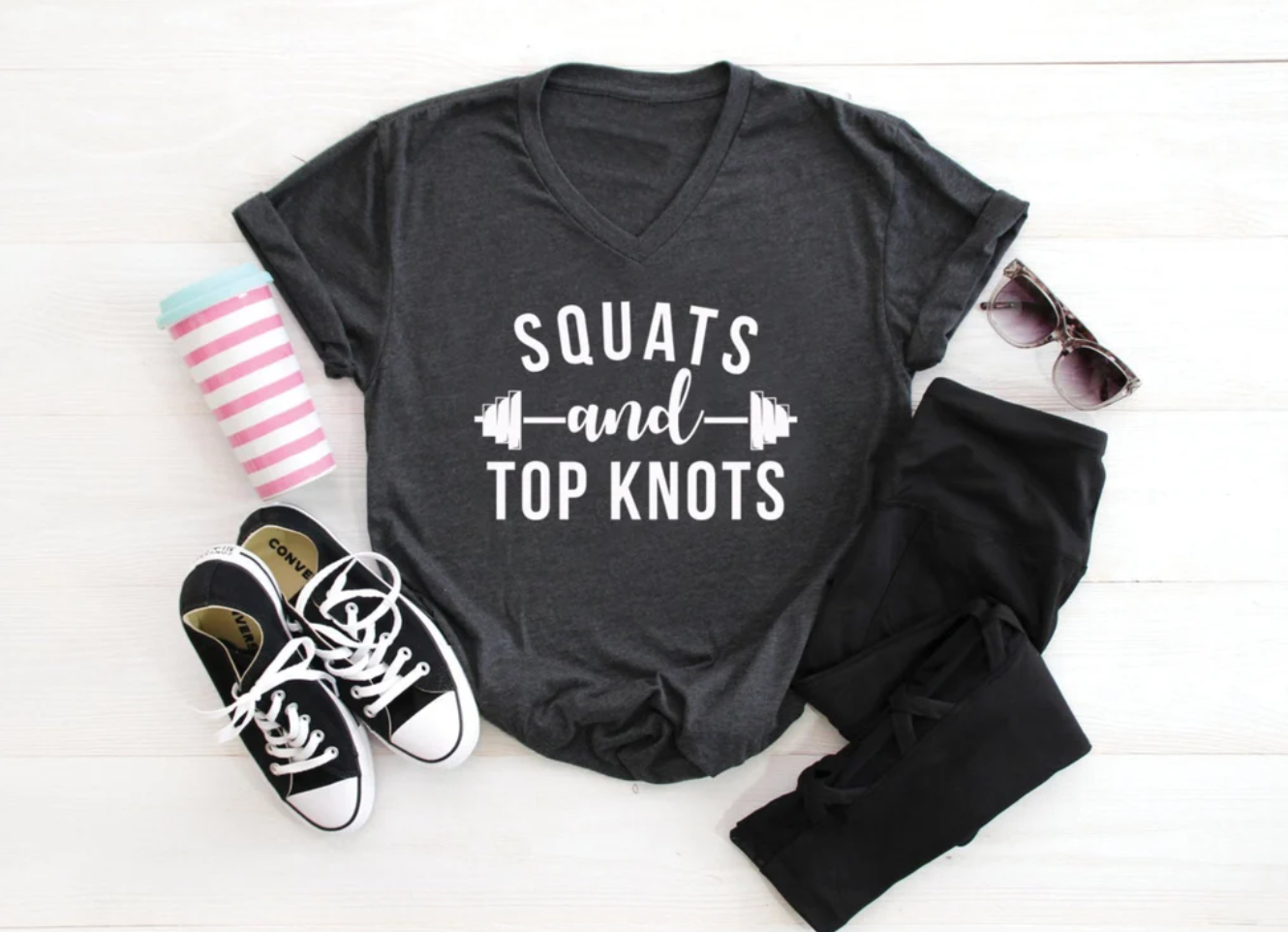 Squats and Top Knots Tee | Workout Tee | Mom Life Tee | Various Print Colors