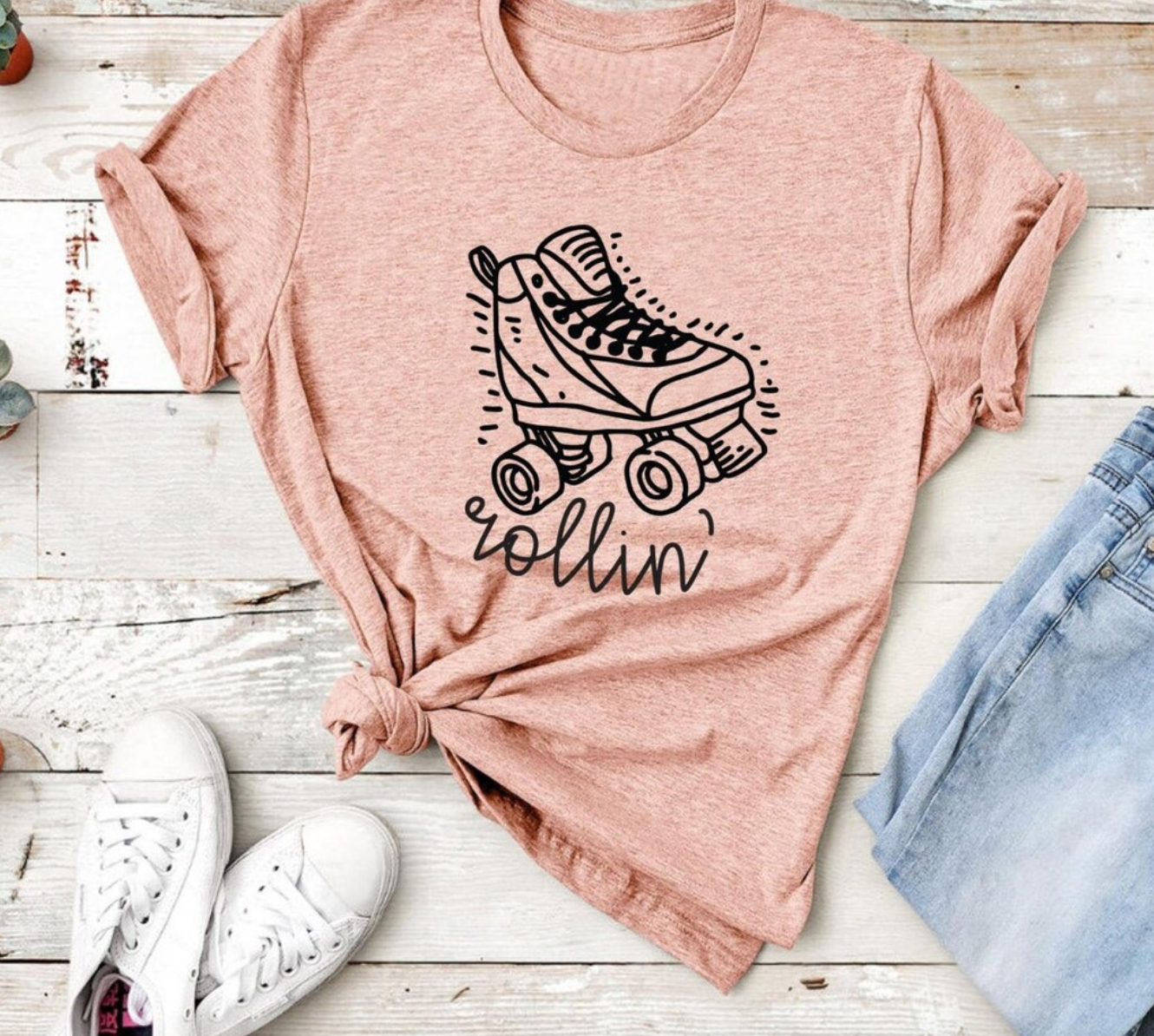 Rollin' Roller Skate Tee | Mom Tee | Funny Tee | Skating Tee | Best Friends Tee | Various Print Colors