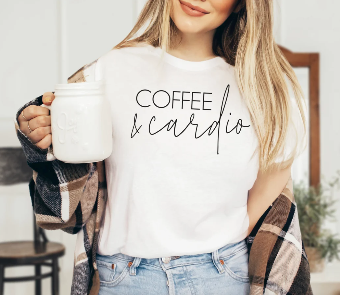 Coffee And Cardio Tee | Mom Life Tee | Mom Funny Tee | Mom Workout Tee | Various Print Colors