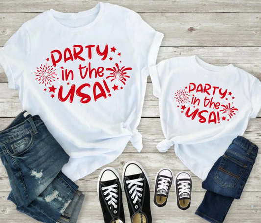 Party In The USA Tee | 4th Of July Tee | Fireworks Tee | Mommy and Me Tees | Various Print Colors