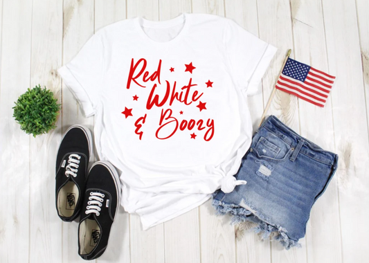 Fourth Of July Shirt | Red, White & Boozy Tee | 4th Of July Tee | Holiday Drinking Tee | Various Print Colors