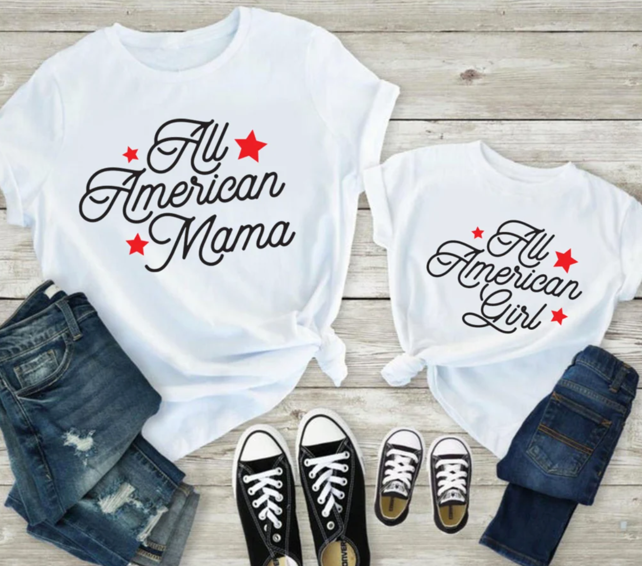 Holiday Tee | All American Mama / All American Girl Tees | 4th Of July Tee | Mommy and Me Tee | All Shirts Sold Separately | Various Print Colors