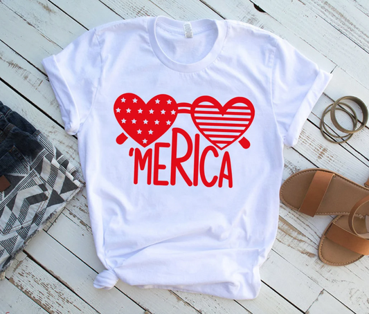 Fourth of July America "'Merica" Tee, Patriotic Tee | Funny Holiday Tee | Various Print Colors