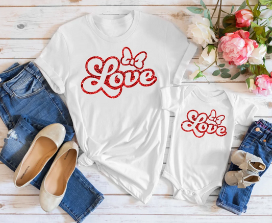 Love Bow Valentine's Day Tee | Kids Valentine's Day Shirt | Valentine's Day Tee | Mommy and Me Outfit