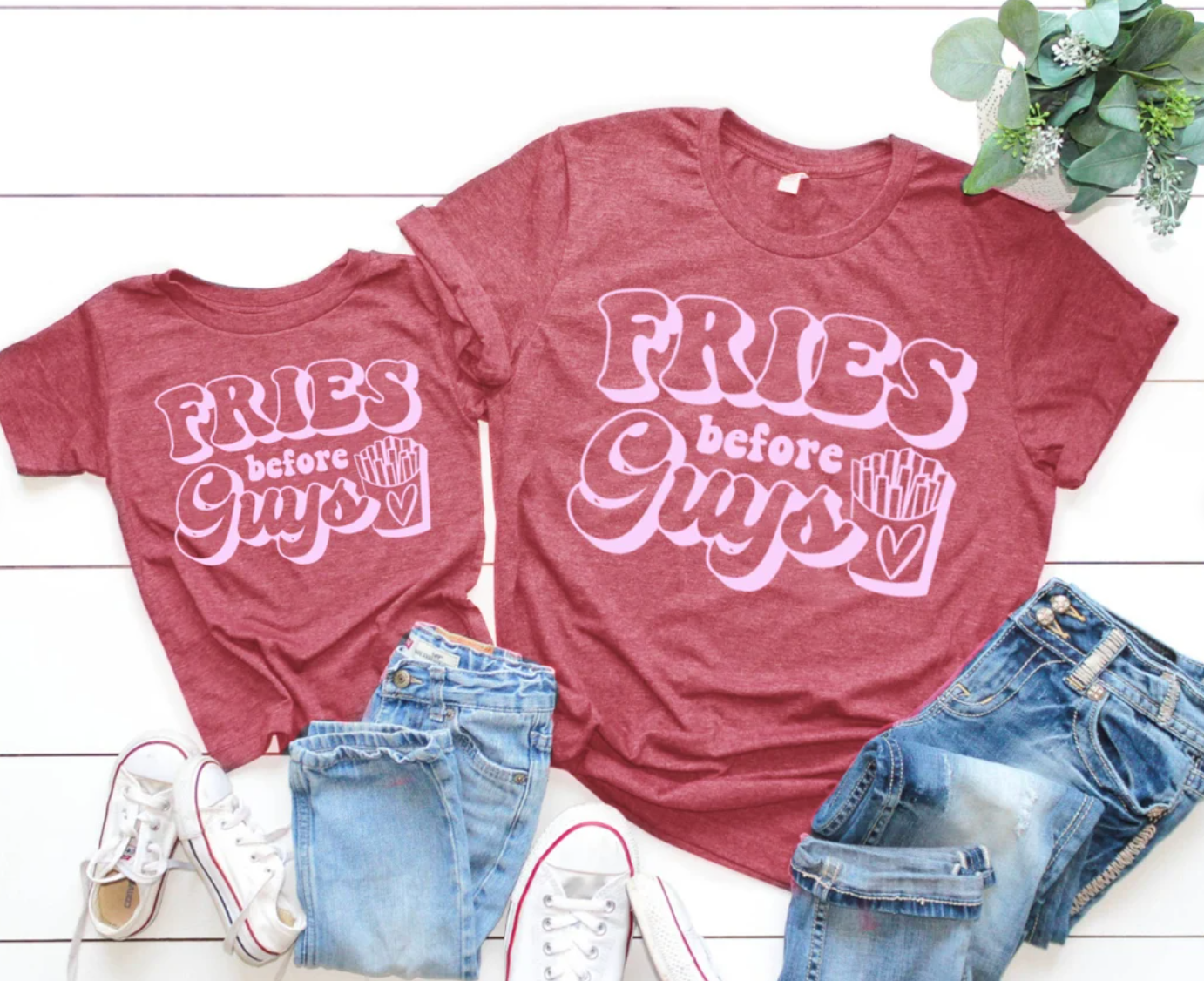 Fries Before Guys Valentine's Day Tee | Kids Valentine's Day Shirt | Funny Valentine's Day Tee | Mommy and Me Outfit