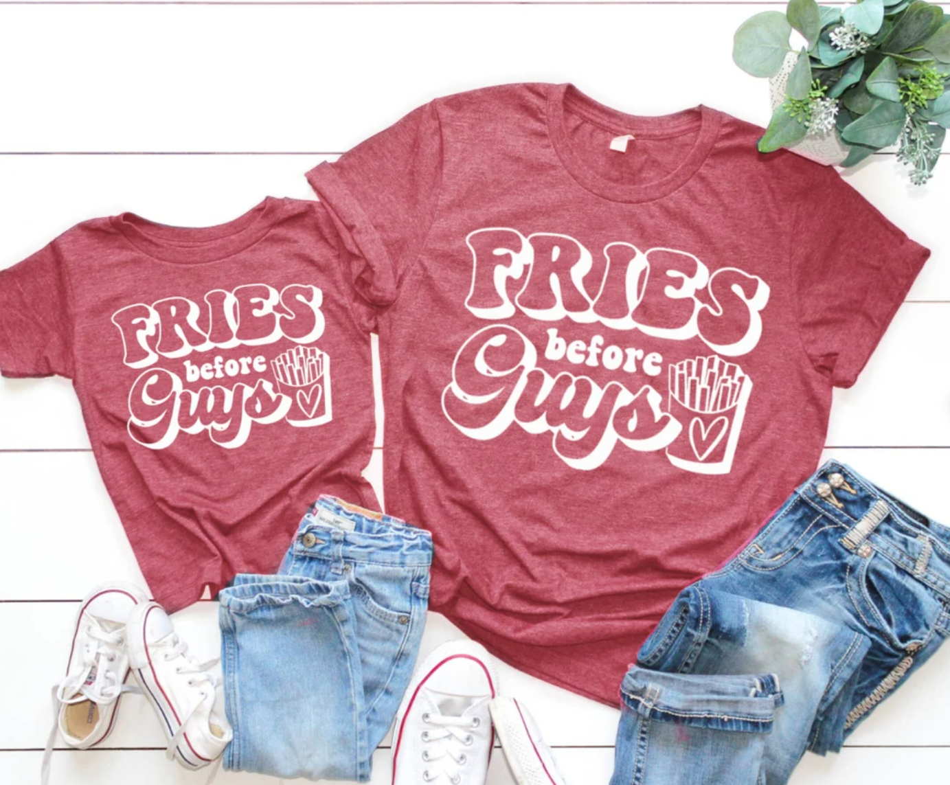 Fries Before Guys Valentine's Day Tee | Kids Valentine's Day Shirt | Funny Valentine's Day Tee | Mommy and Me Outfit