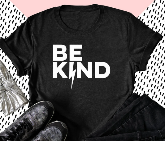 Be Kind Lightning Bolt Tee | Equality Tee | Inspirational Tee | Be Kind Tee | Various Print Colors