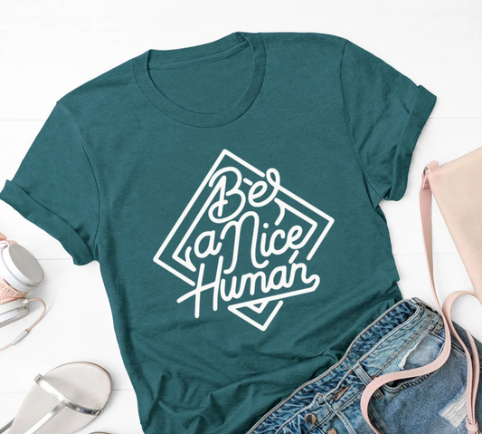 Be a Nice Human Tee | Positivity Tee | Mom Tee | Be Kind Tee | Various Print Colors