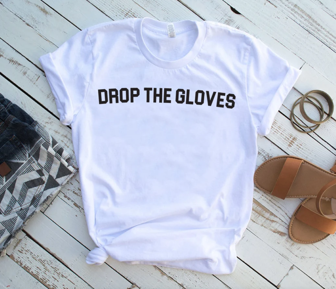 Drop the Gloves Tee | Sports Tee | Hockey Tee | Hockey Mom Tee | Various Print Colors