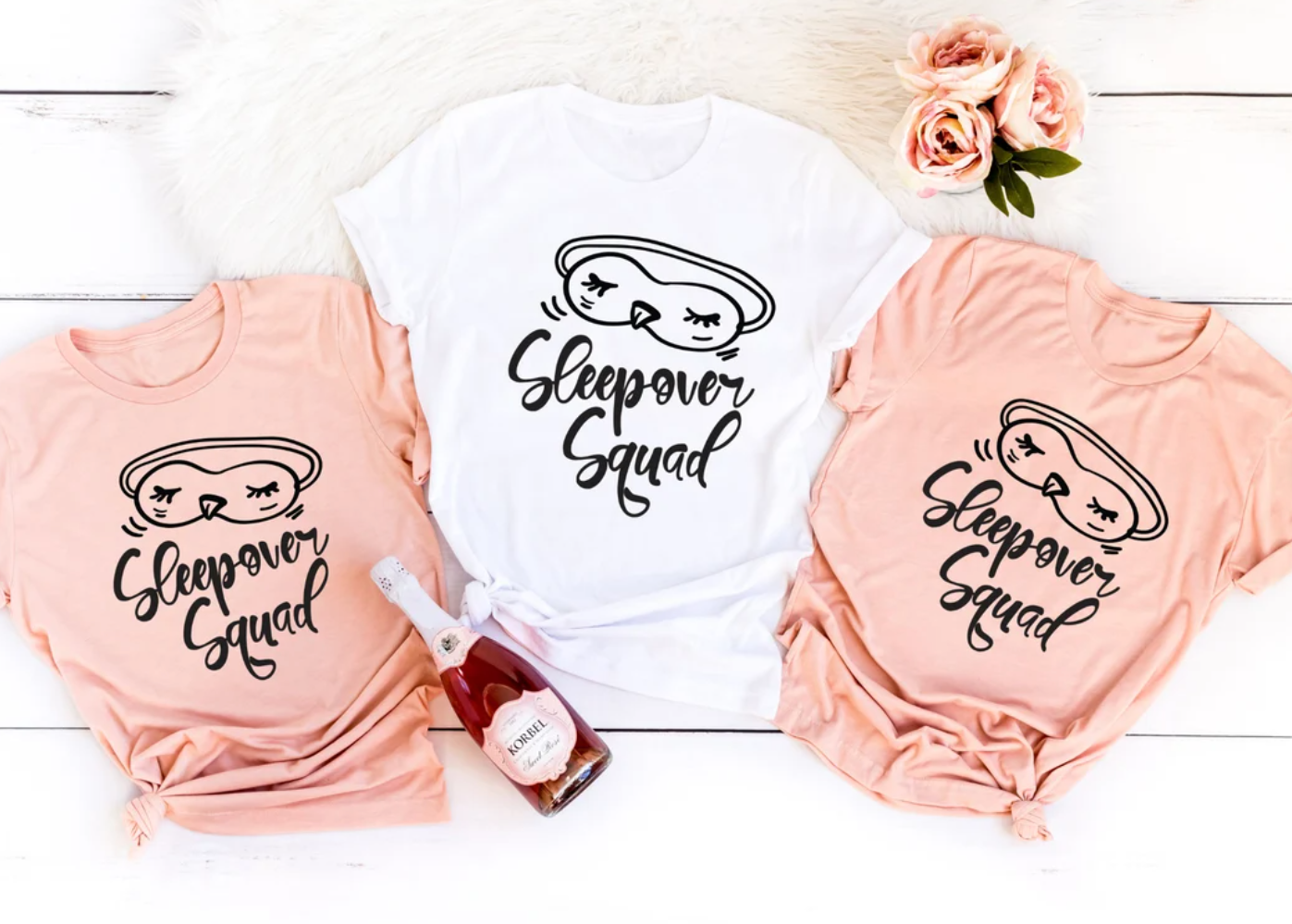 Sleepover Squad Tees | Bachelorette Party Shirt | Best Friends Tee | Bridesmaid Tee | Wedding Tee | Girls Trip Tees | Various Print Colors