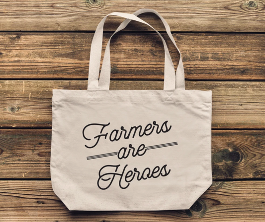 Farmers Are Heroes Oversized Tote Bag | Shopping Bag | Tote Bag | Reusable Tote Bag | Funny Tote Bag | Various Print Colors