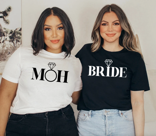 Bride Tee | Maid Of Honor Tee | Bridesmaid Tee | Diamond Tee | Wedding Tee | Various Print Colors