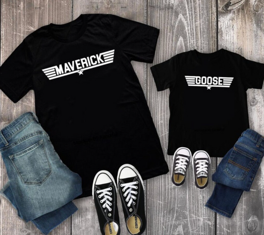 Maverick/ Goose Matching Tee | Daddy and Me Shirt | Family Tee | Each Shirt Sold Separately | Various Print Colors