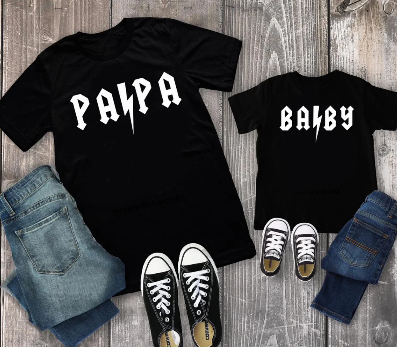 Papa/ Baby Lightning Bolt Tee | Daddy and Me Tee | Grandpa and Me Tee | Family Shirts | Each Shirt Sold Separately | Various Print Colors