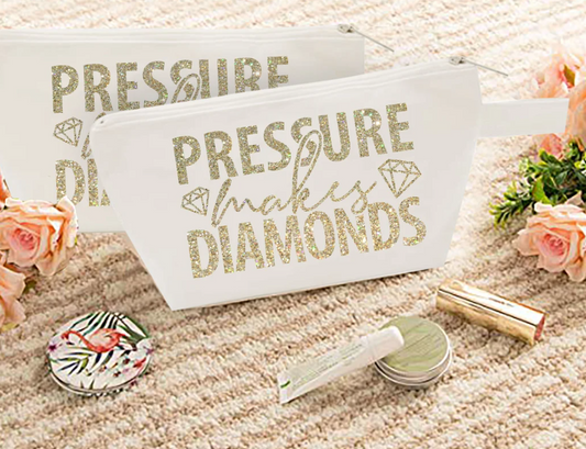 Pressure Makes Diamonds Makeup Cosmetic Bag | Gut Health Makeup Bag | Various Print Colors