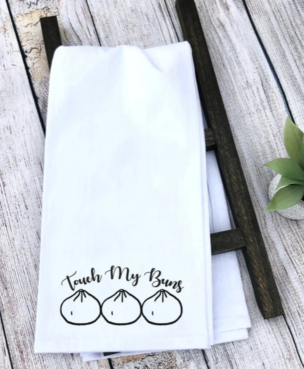 Touch My Buns Kitchen Towel | Tea Towel | Funny Kitchen Towel