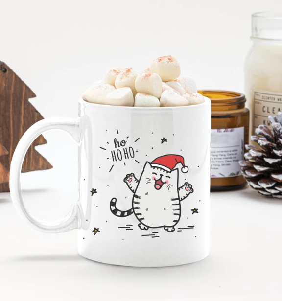 Christmas Kitty Mug | Kids Mug | Cat Mug | Coffee Mug | Cat Gift | Hot Chocolate Mug | 11oz Mug