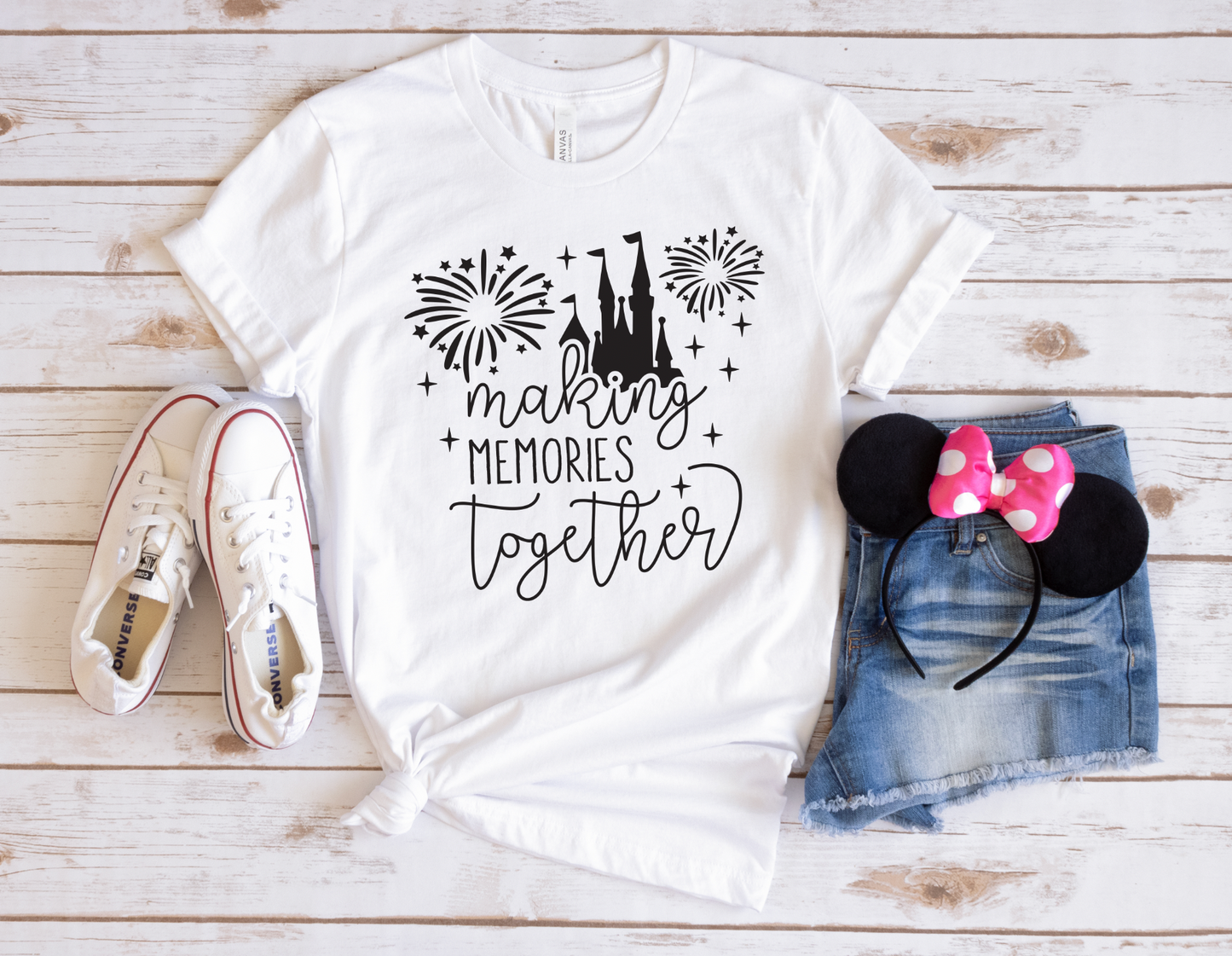 Making Memories Together™ Castle & Fireworks Tee | Mommy and Me Shirt | Family Vacation Tee | Many Print Colors | Each Shirt Sold Separately