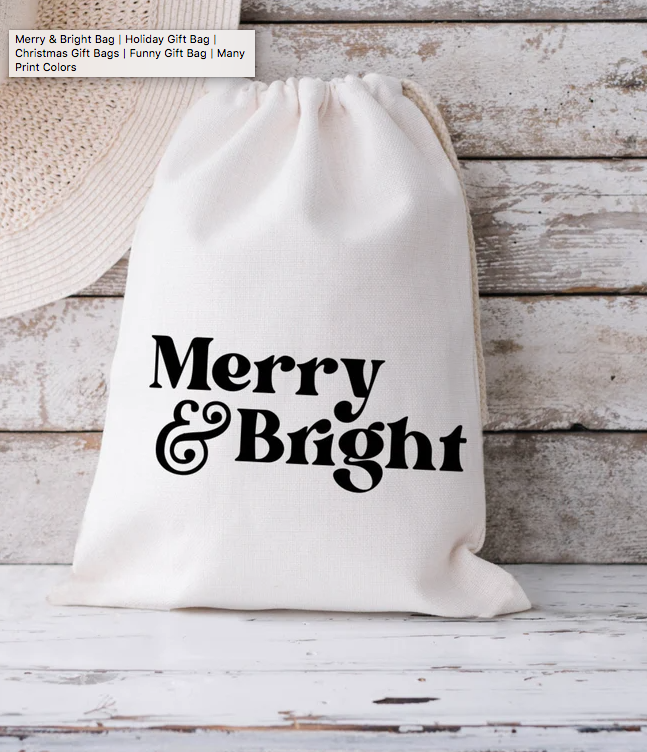 Merry & Bright Bag | Holiday Gift Bag | Christmas Gift Bags | Funny Gift Bag