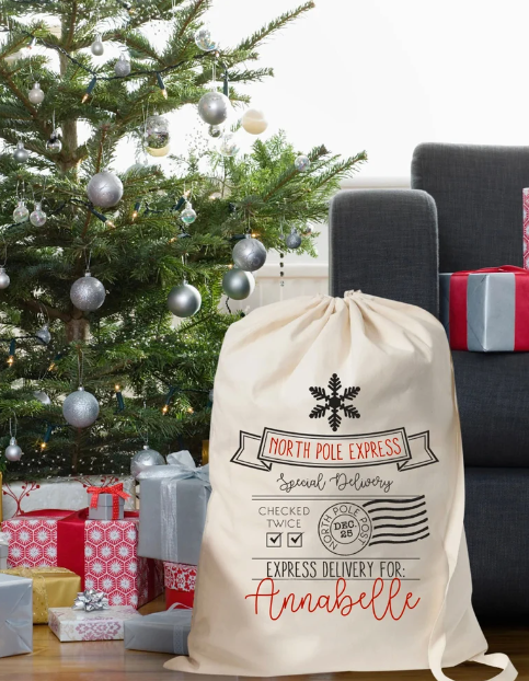Santa Sack | Personalized Large Christmas Sack | Christmas Gift Bag | Large Santa Bag | Kid's Christmas Gifts From Santa