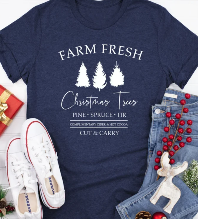 Farm Fresh Christmas Trees | Christmas Tree Shirt | Holiday Tee | Family Christmas Tee | Various Print Colors